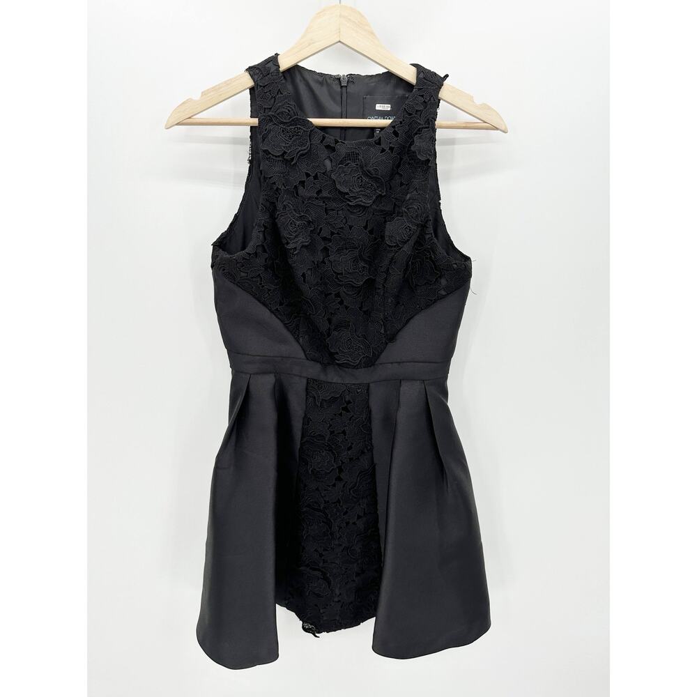 Cynthia Rowley Black Floral Lace Fit‎ and Flare Mini Dress Womens 4 Pockets